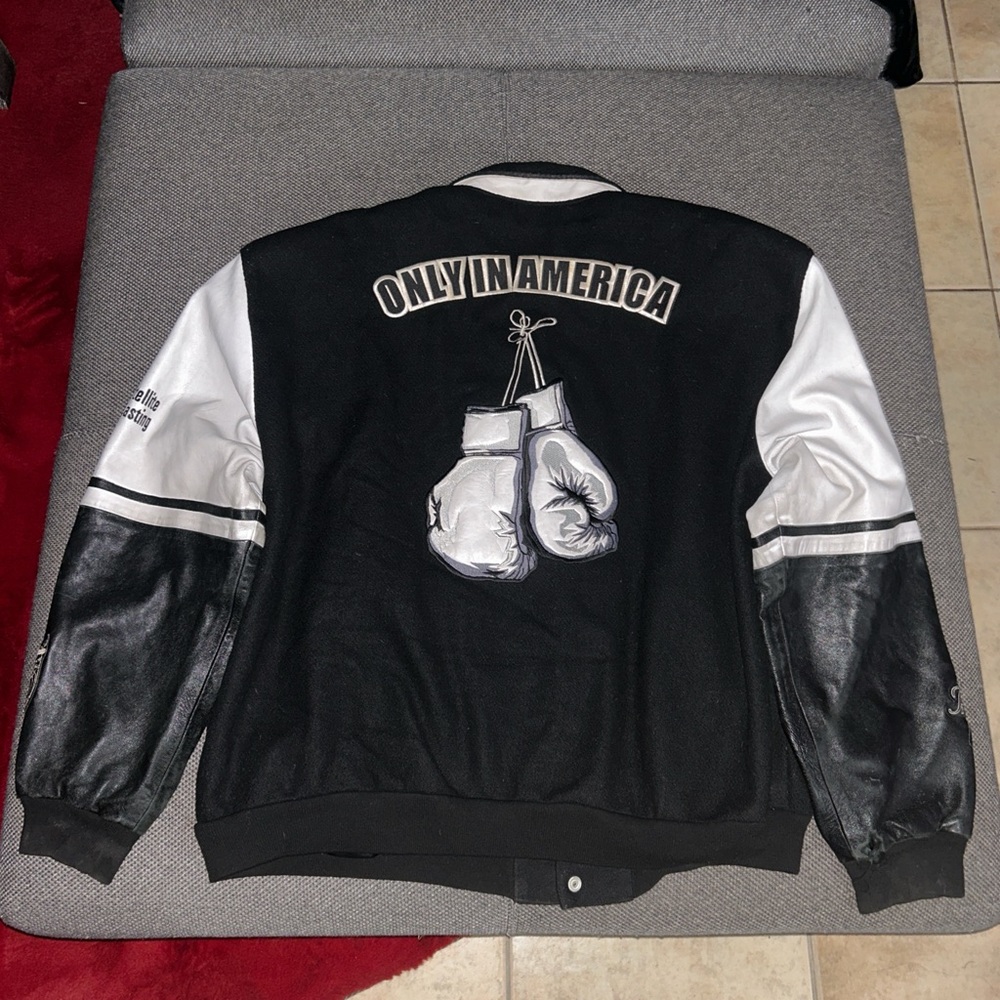 Jeff Hamilton Don King Boxing Leather Varsity Bomber Jacket 4XL